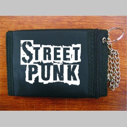 Street Punk pevná textilná peňaženka s retiazkou a karabínkou, tlačené logo